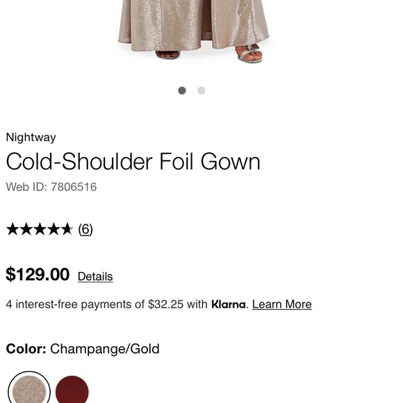 💛💛Cold shoulder foil gown champagne gold - Picture 2 of 2